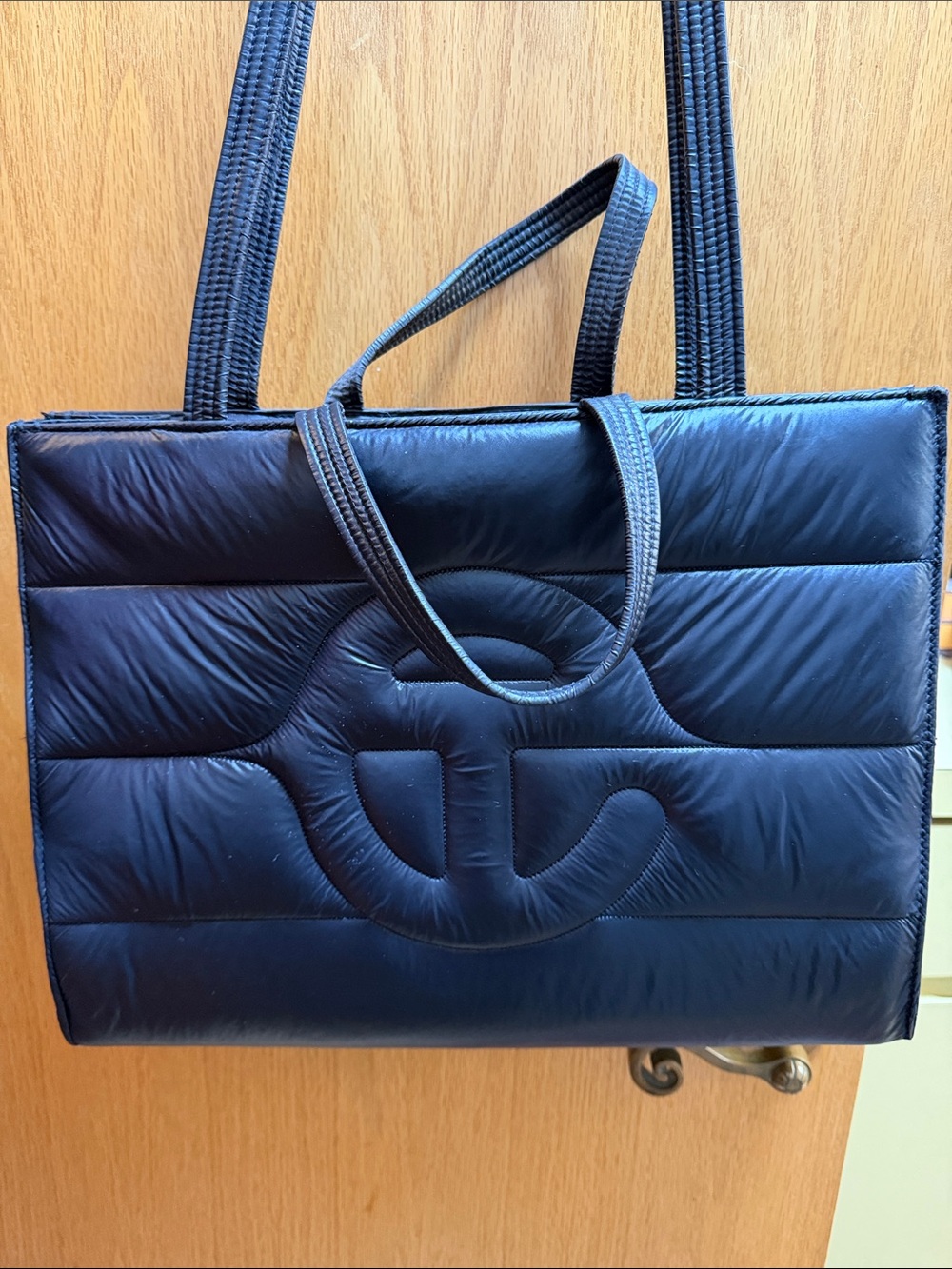 Telfar x moose knuckles collab big shopper bag black